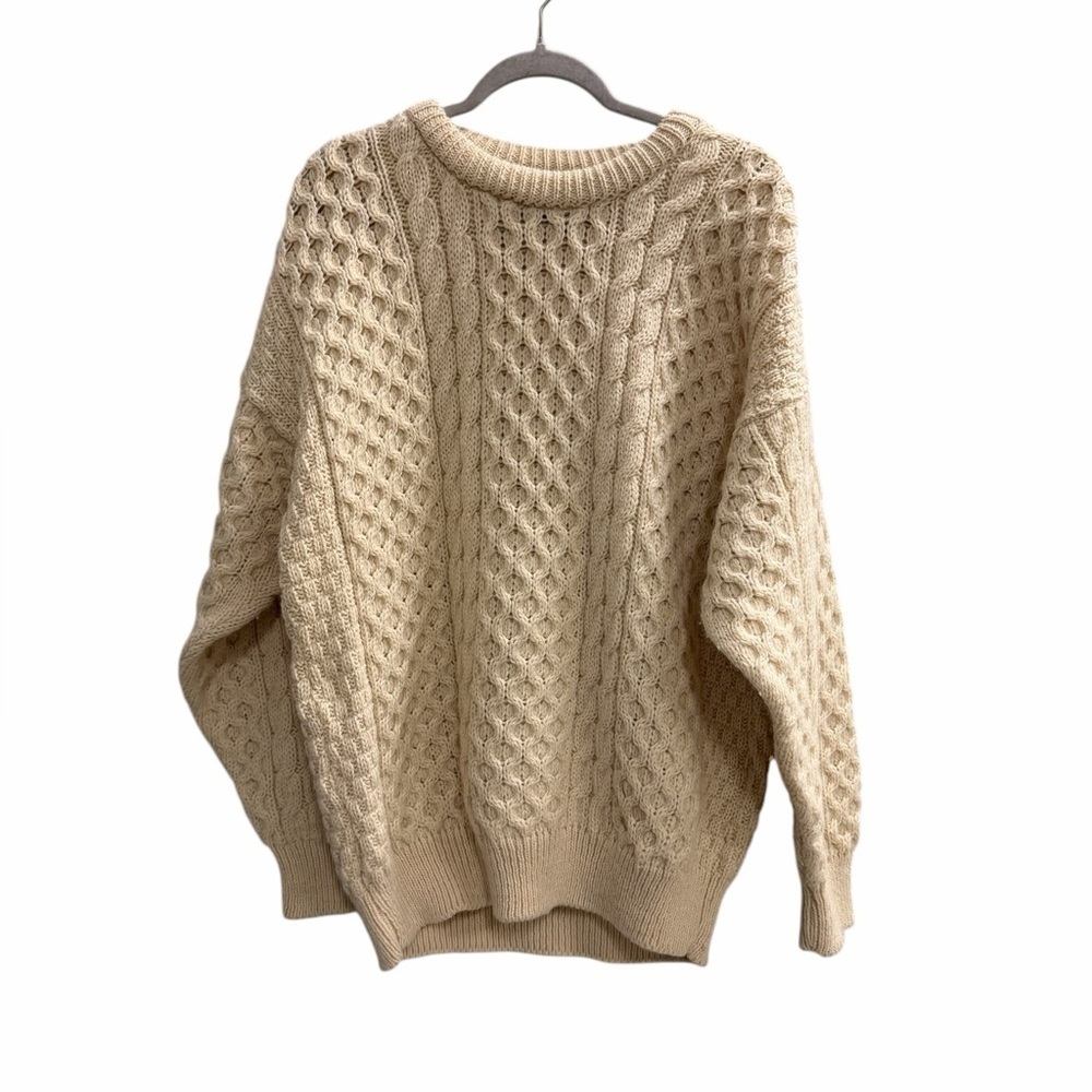 Vintage GAELTARRA Wool Cable Knit Sweater Cream Size Large